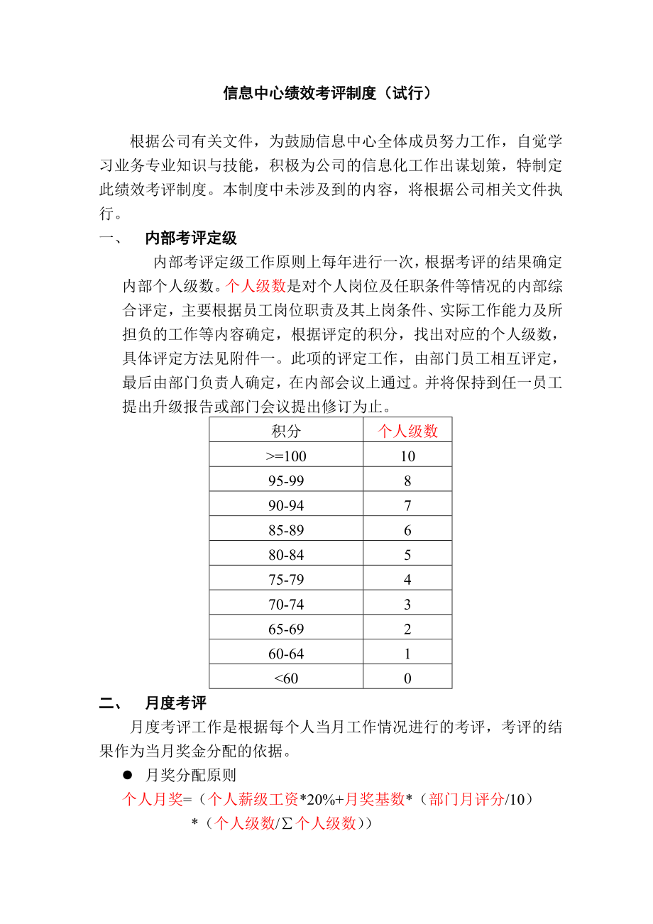 管理制度-信息中心绩效考评制度1 精品.doc_第1页