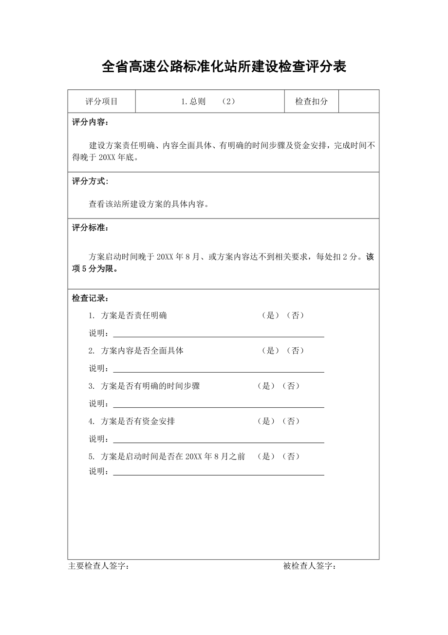 管理制度-高管局标准化收费站示范站检查表全 精品.doc_第2页