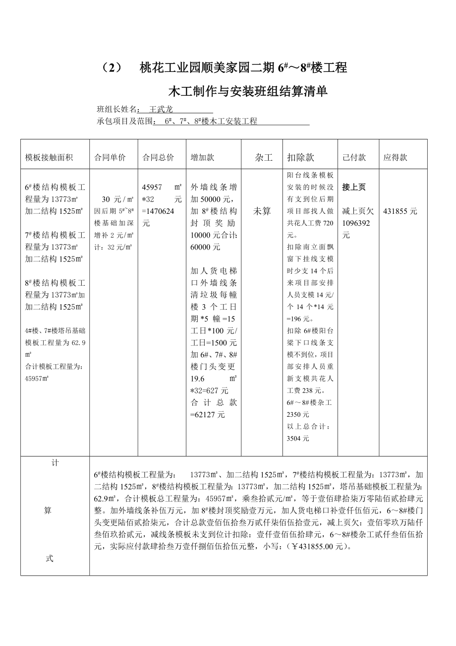 中层管理-X年年底班组结算清单 精品.doc_第2页