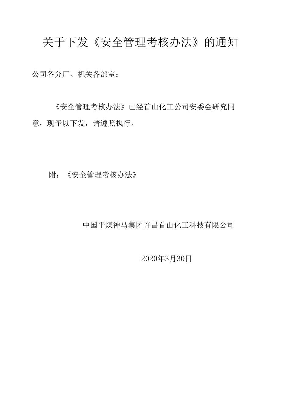 公司安全考核办法2020.3.docx_第1页