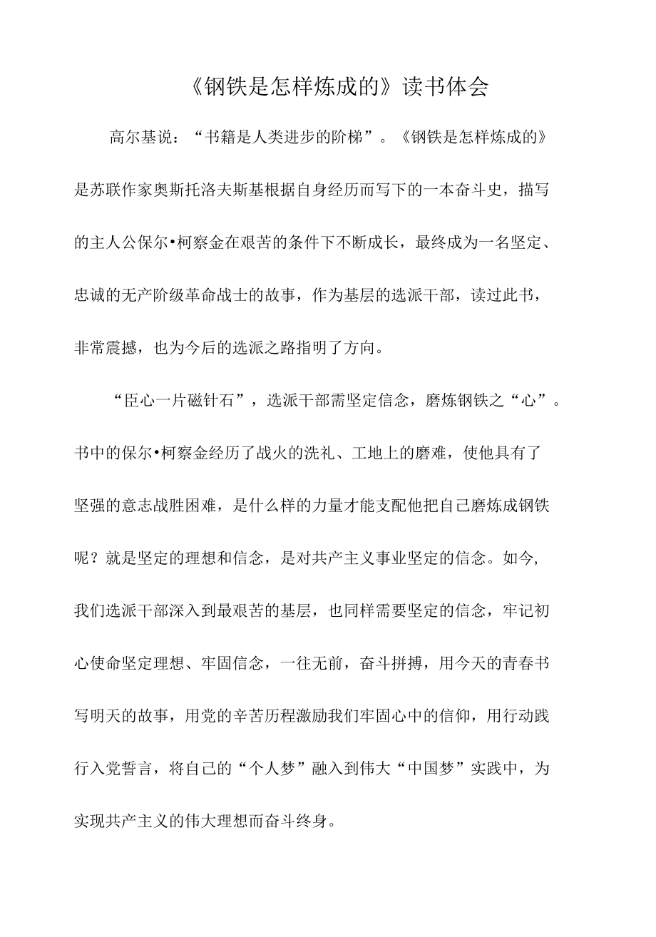 《钢铁是怎样炼成的》读书体会发言.docx_第1页