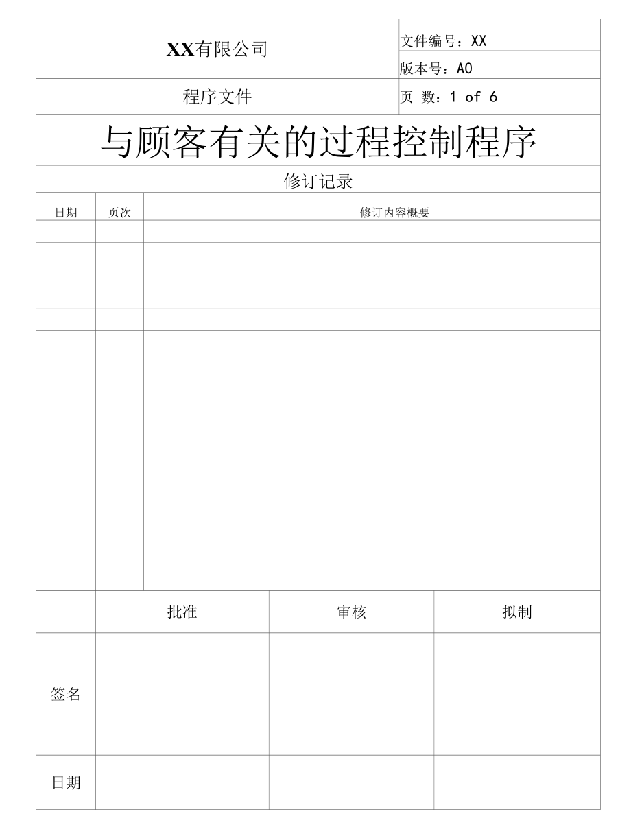 与顾客有关的过程控制程序(ISO13485).docx_第1页