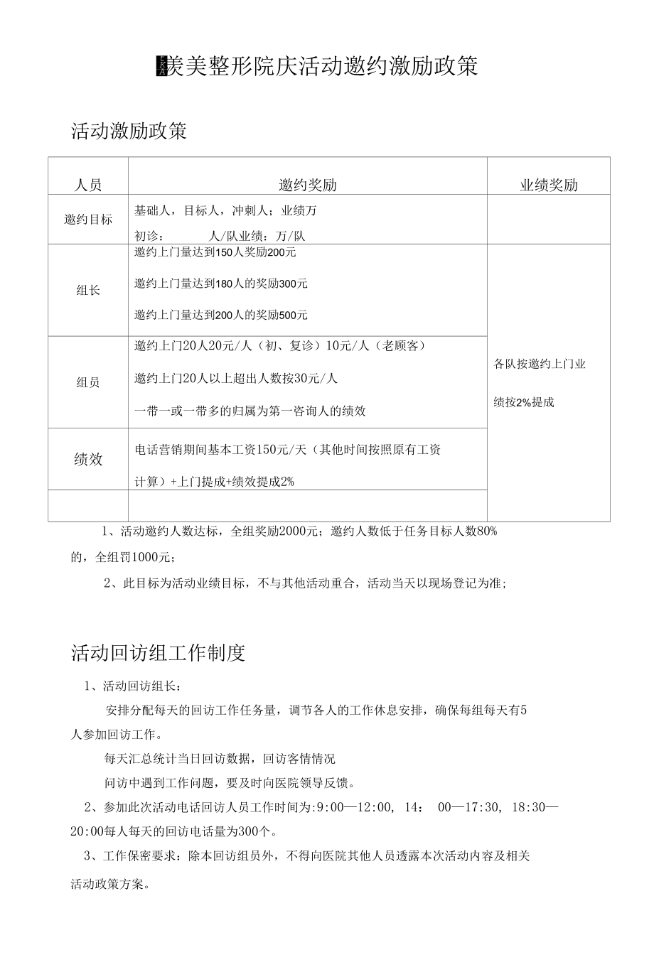 医美整形院庆活动邀约激励政策.docx_第1页