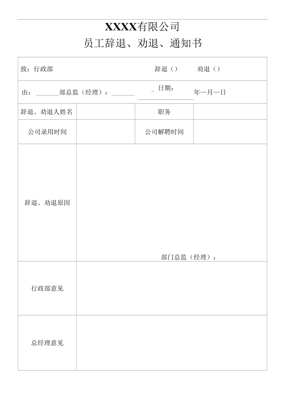 员工辞退通知书及离职结算单.docx_第1页