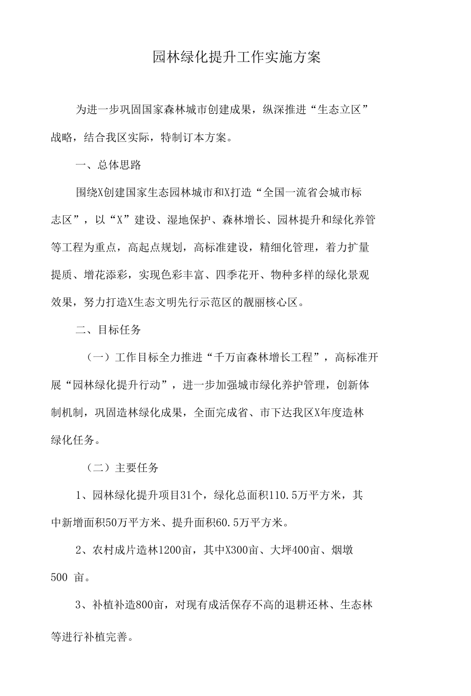 园林绿化提升工作实施方案.docx_第1页