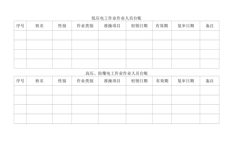 安全管理人员、特种作业人员、职业健康管理人员资格证台账.docx_第3页