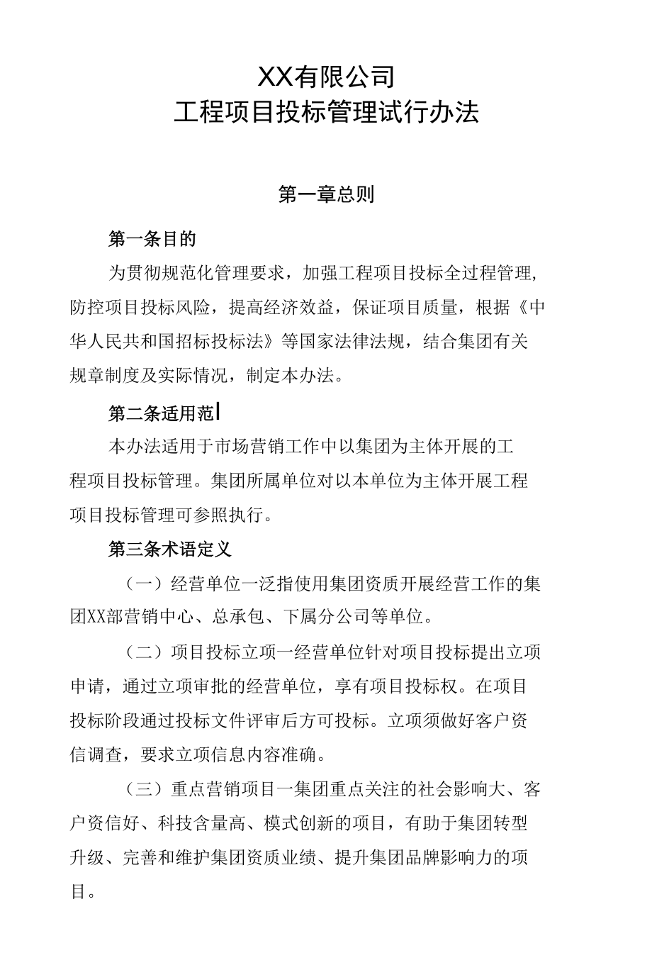 工程项目投标管理试行办法.docx_第1页