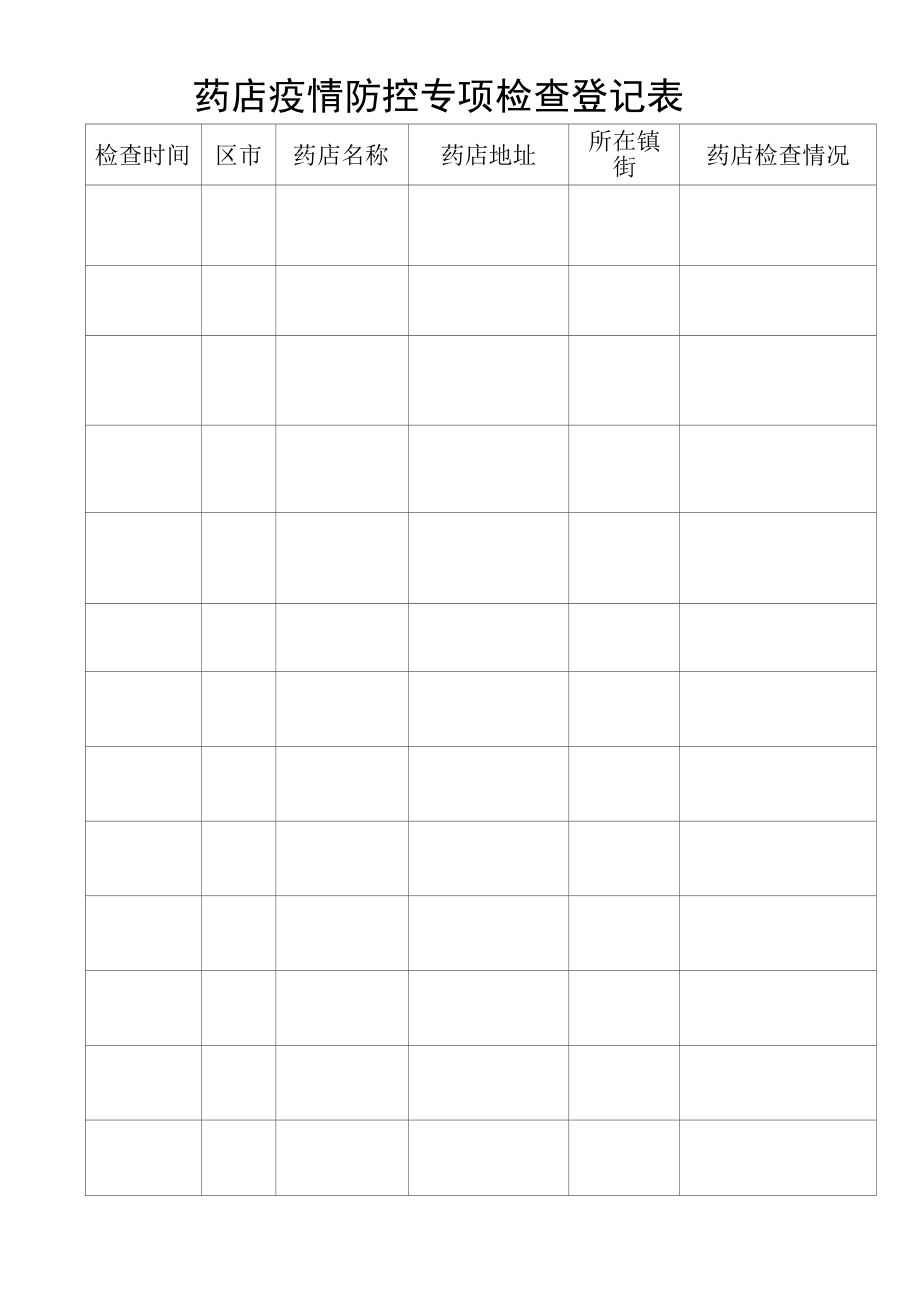 药店疫情防控专项检查登记表.docx_第1页