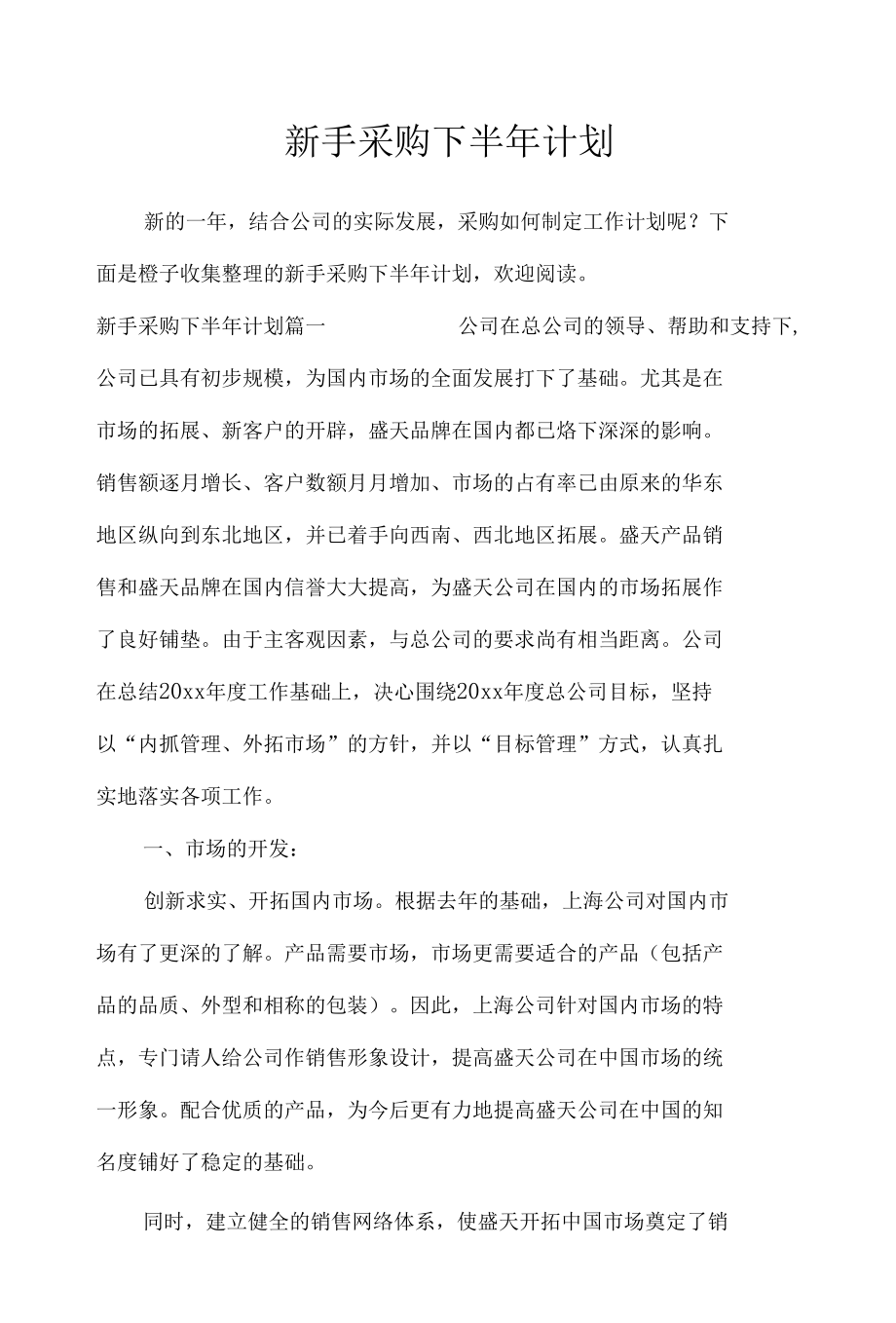 新手采购下半年计划_工作计划.docx_第1页