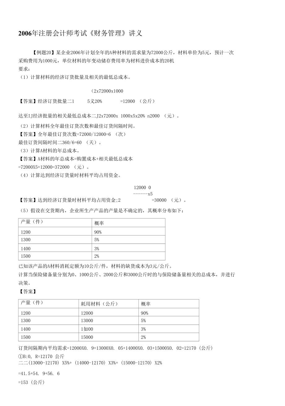 财务管理试题2006年注册会计师考试 《财务管理》讲义.docx_第1页