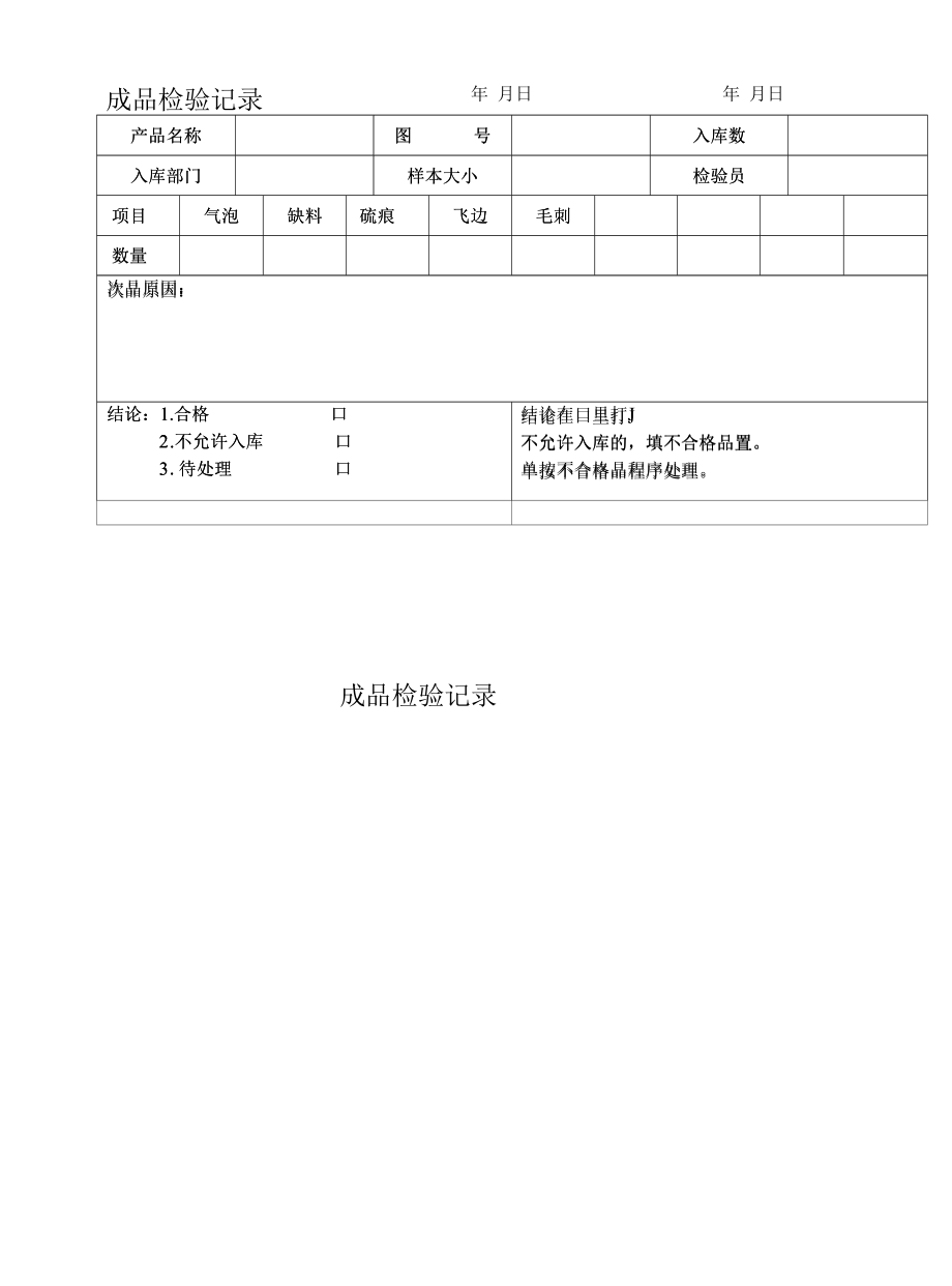 质量体系成品检验记录.docx_第1页