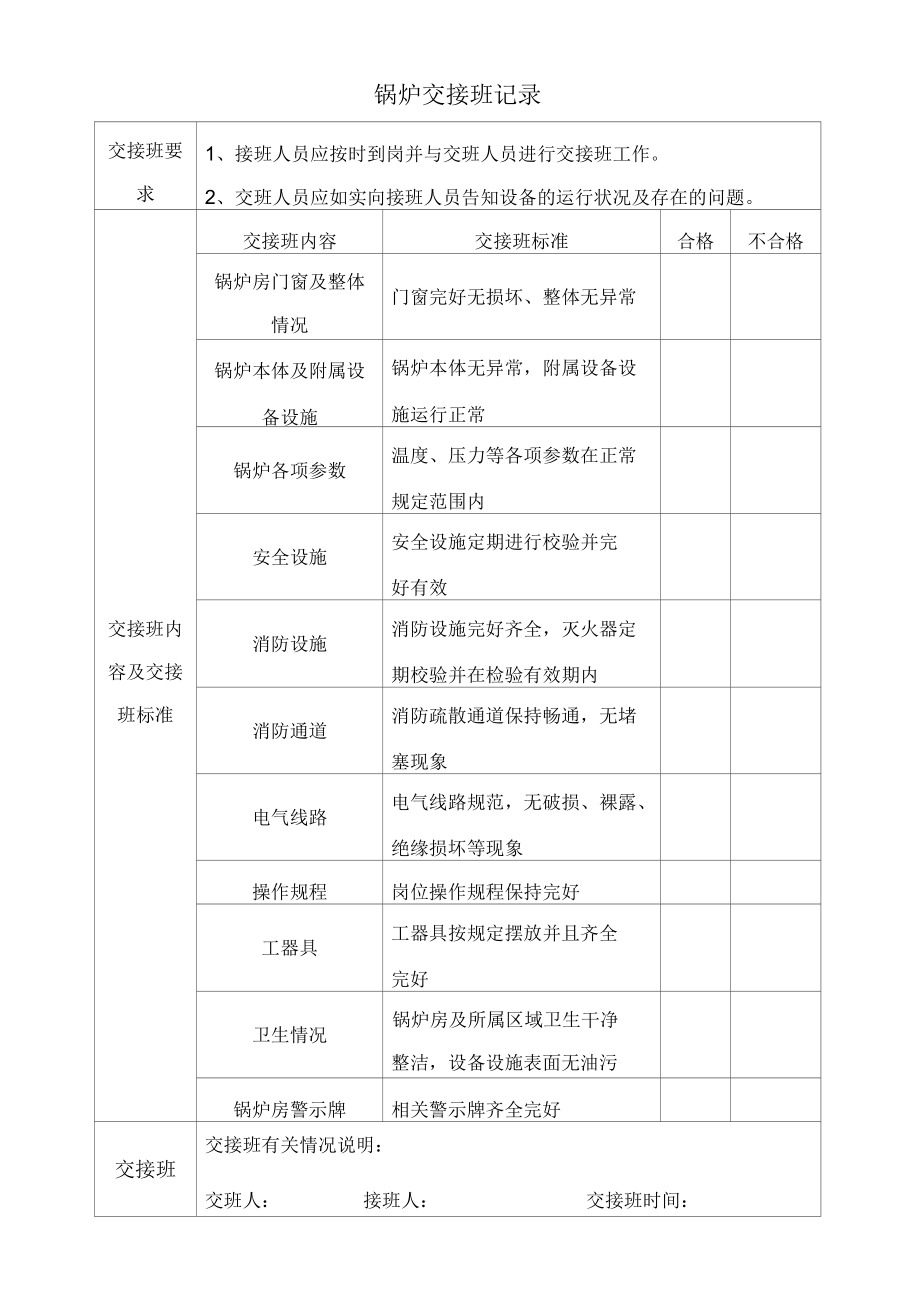 锅炉岗位设备运行、检查记录及交接班记录.docx_第2页