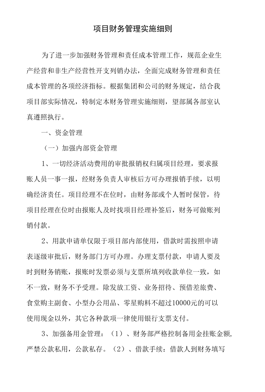 项目财务管理实施细则 优秀专业论文.docx_第1页