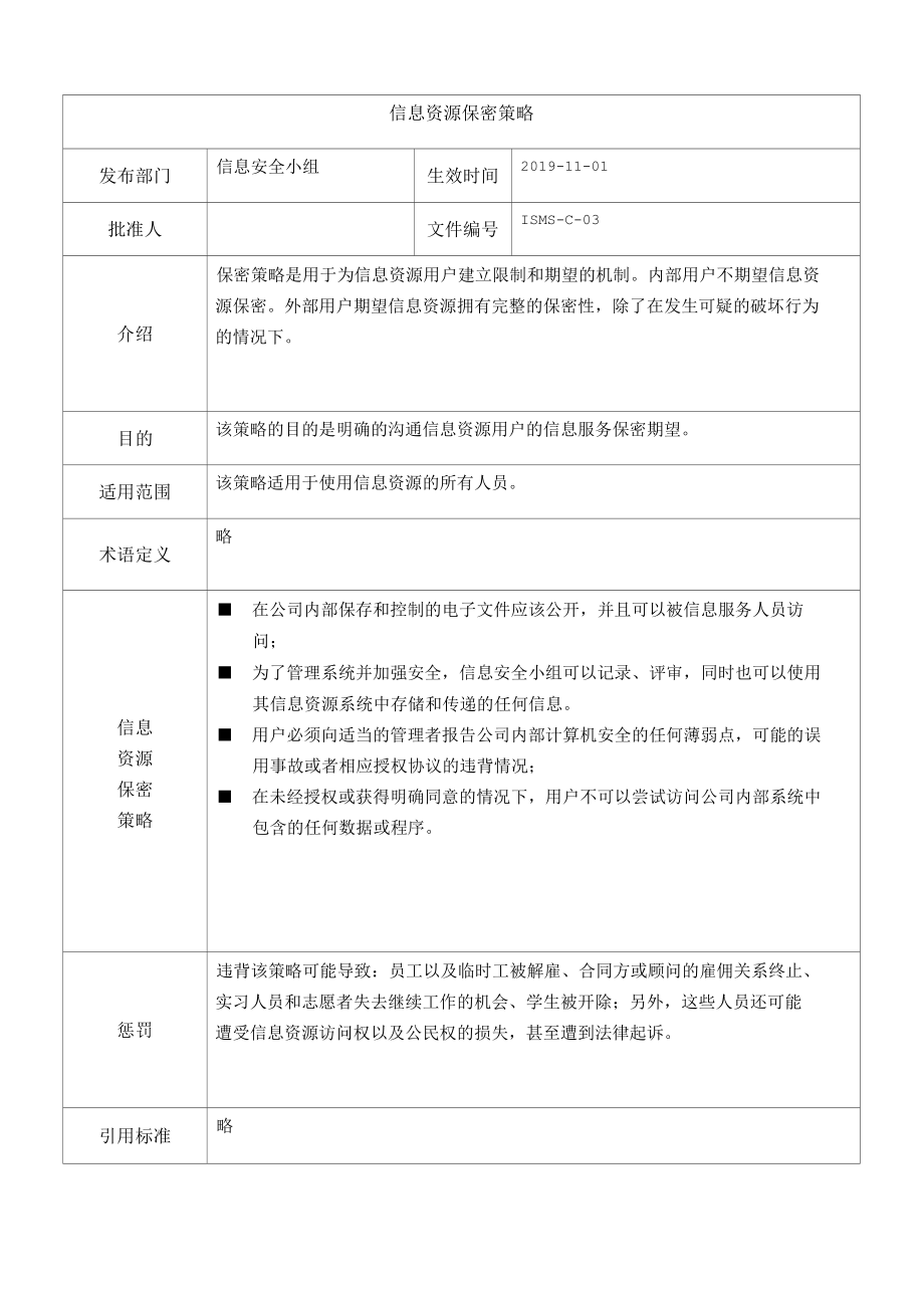 [ISMS-C-03]信息资源保密策略.docx_第1页