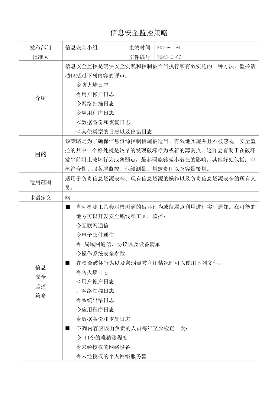 [ISMS-C-02]信息安全监控策略.docx_第1页