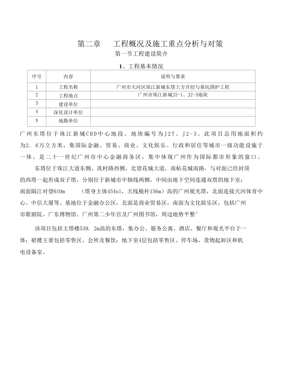 东塔施工组织设计 第二章工程概况及施工重点分析与对策.docx_第1页