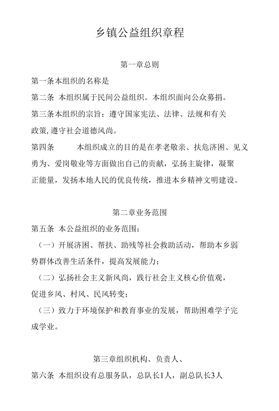 乡镇公益组织章程.docx_第1页