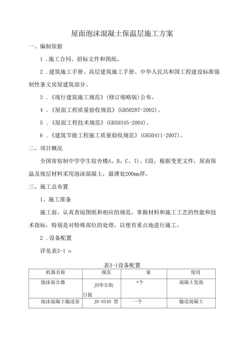 保温屋面泡沫砼工程施工方案.docx_第1页