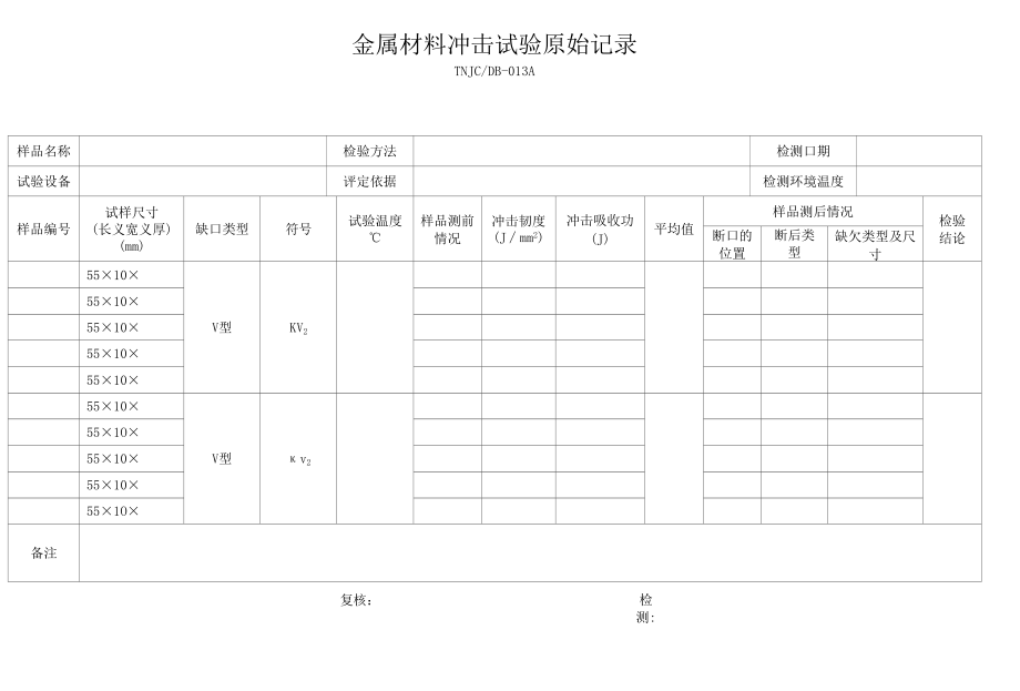 冲击试验原始记录样板5冲（2）.docx_第1页