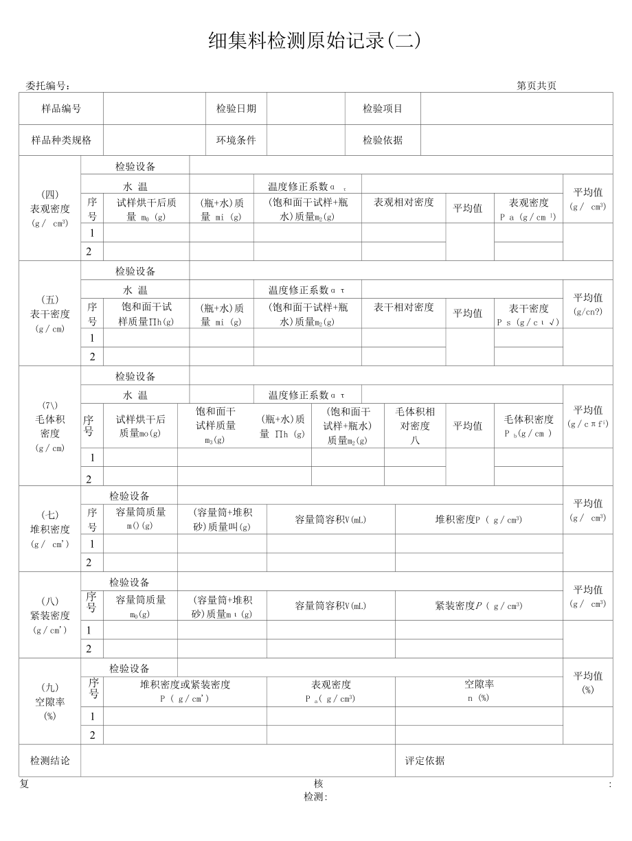 公路集料细骨料原始记录2.docx_第1页