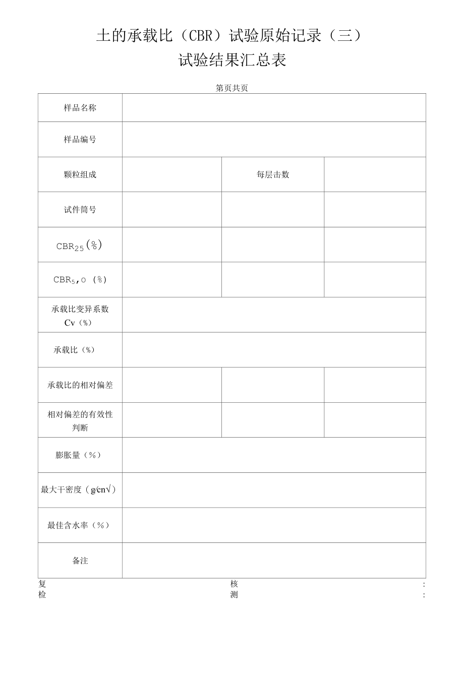 土的承载比CBR试验原始记录(三).docx_第1页