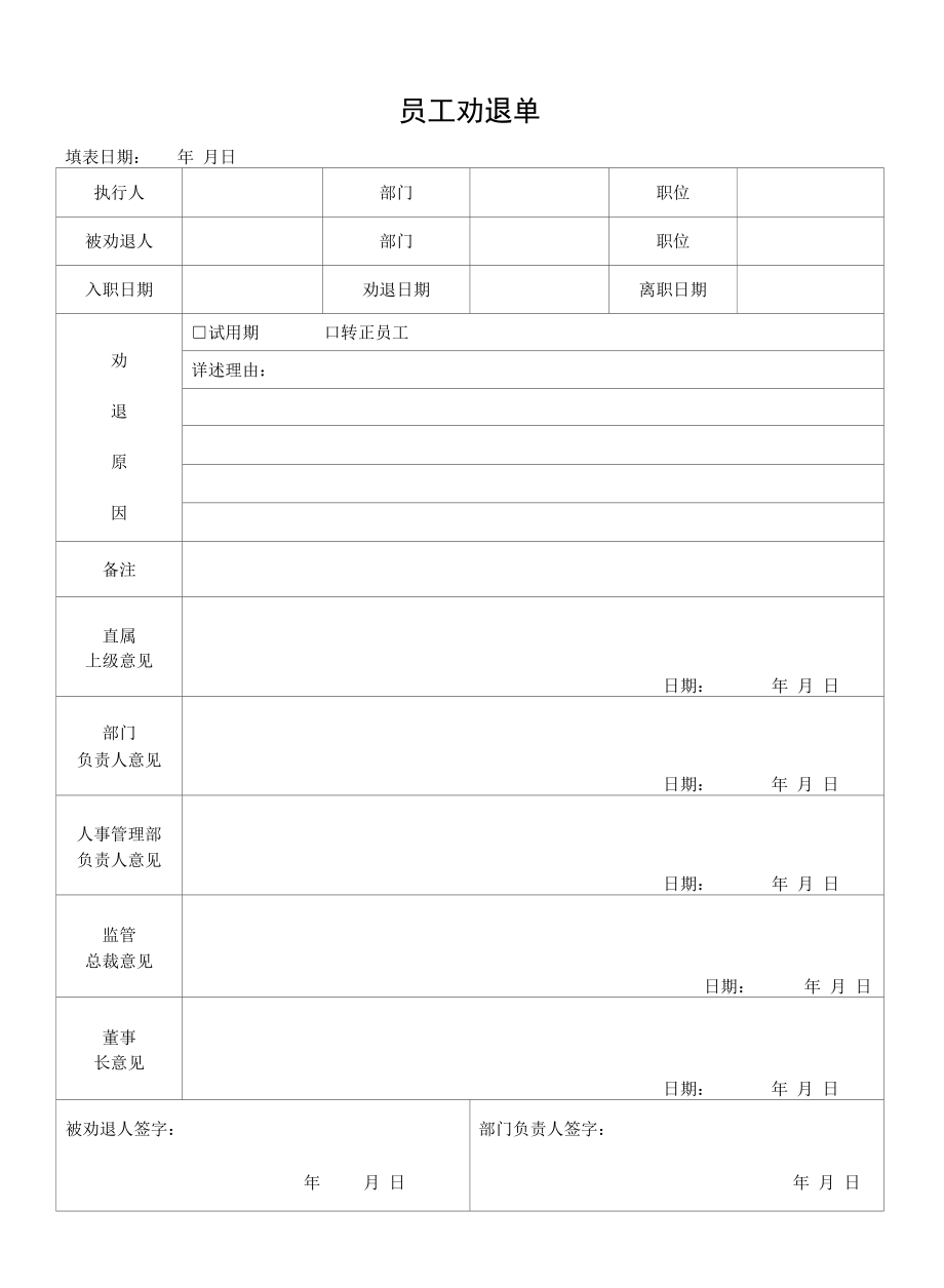 员工劝退单（标准样本）.docx_第1页