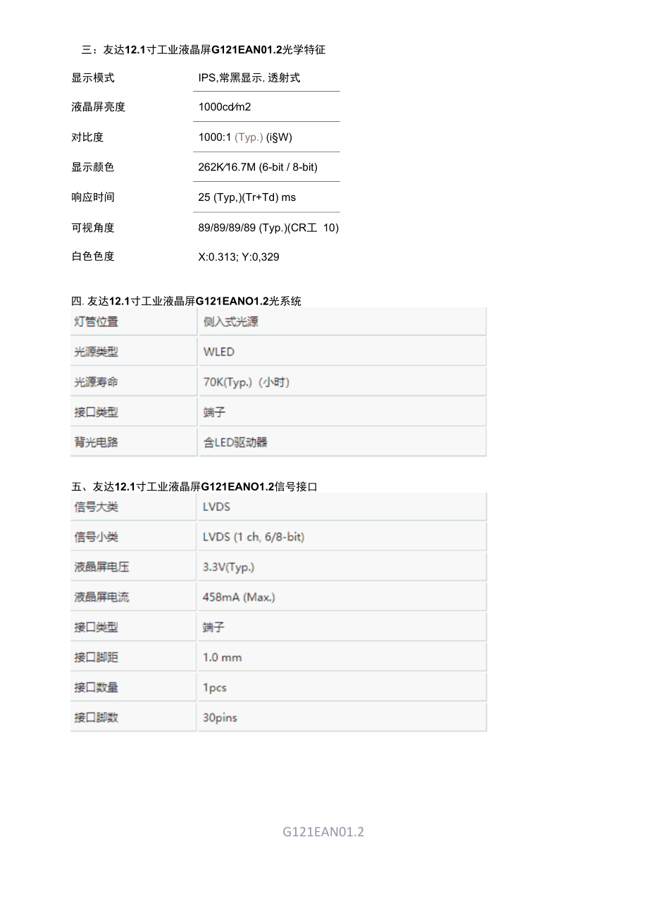 友达液晶屏G121EAN01.2-12.1寸工控屏AUO原厂屏.docx_第3页