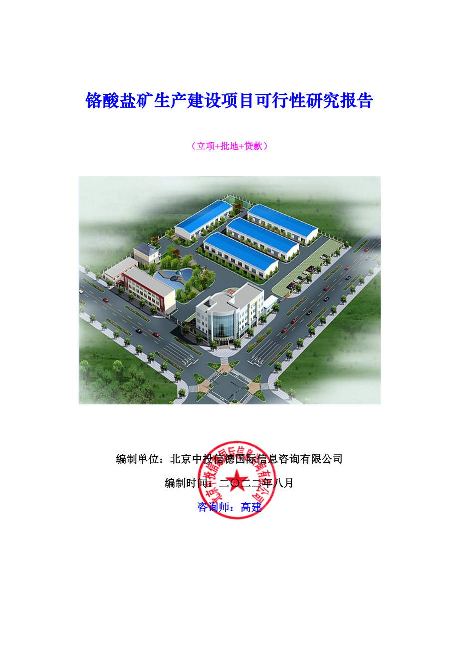 冶金行业-铬酸盐矿生产建设项目可行性研究报告.doc_第1页