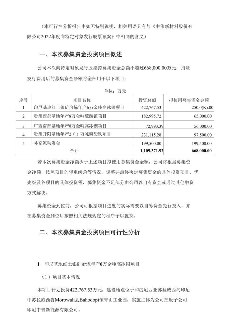 中伟股份：中伟股份2022年度向特定对象发行股票募集资金运用可行性分析报告.docx_第2页