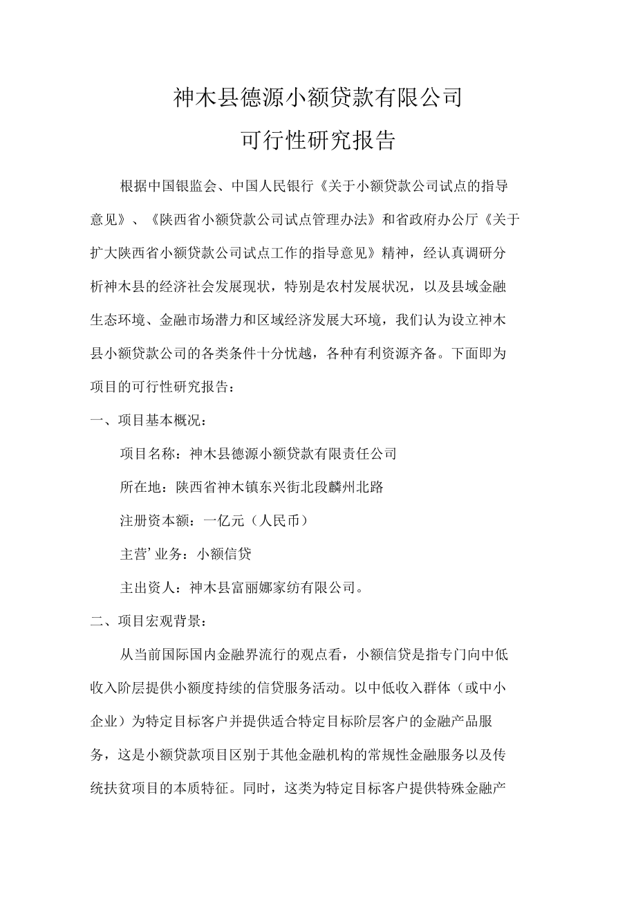 小额贷款可行性报告.docx_第1页