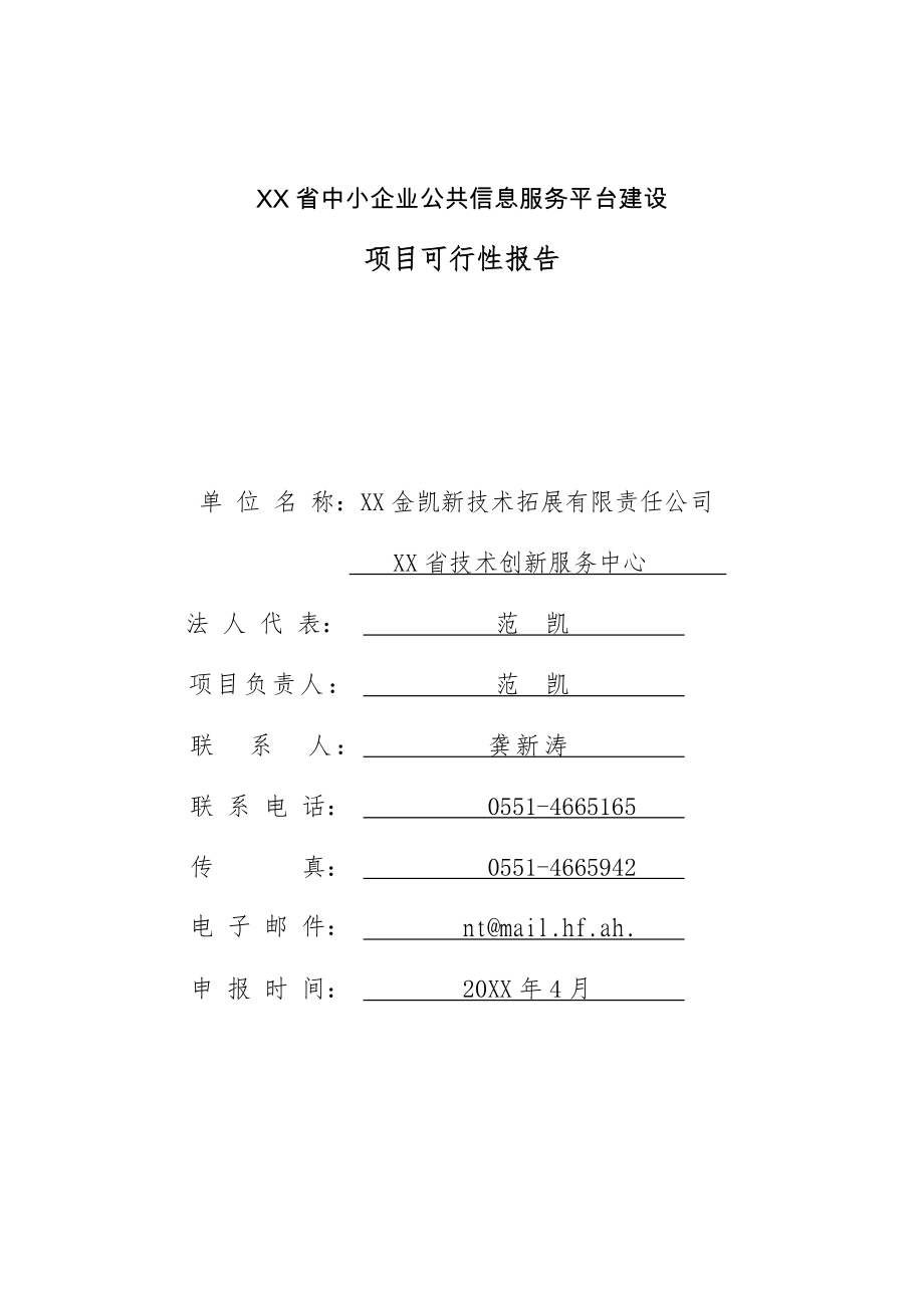 推荐-中小企业公共信息服务平台建设可行性研究报告.docx_第1页