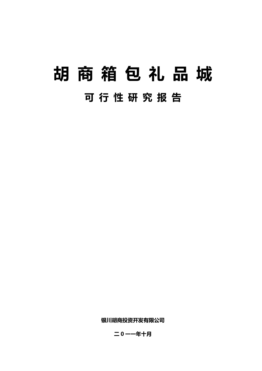 年度报告-XX年10月银川市兴庆区胡商箱包礼品城可行性研究报告.doc_第1页