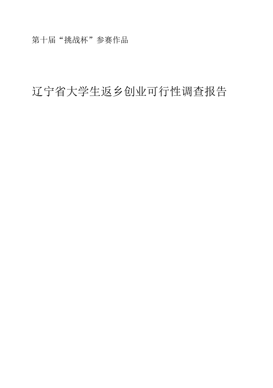 辽宁省大学生返乡创业可行性调查报告.docx_第1页