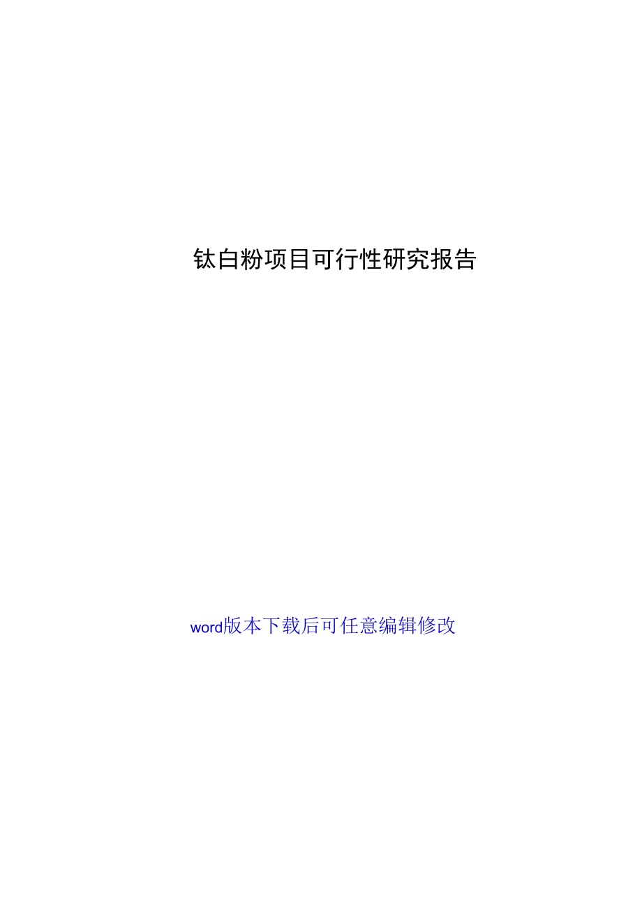 钛白粉项目可行性研究报告.docx_第1页