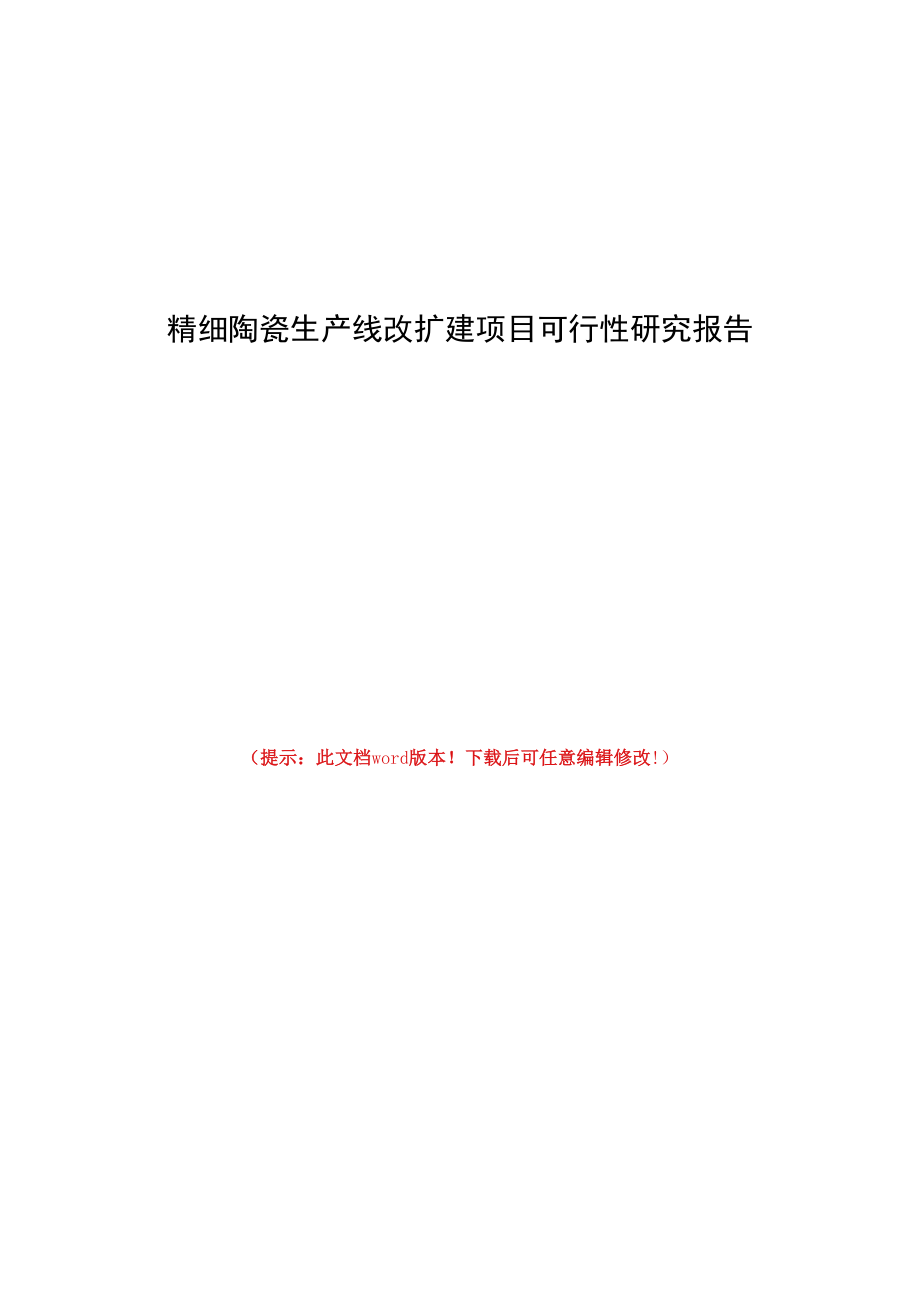 精细陶瓷生产线改扩建项目可行性研究报告.docx_第1页