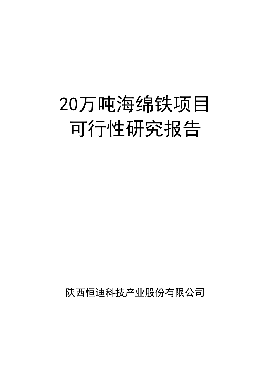 20万吨海绵铁可行性研究报告.docx_第1页