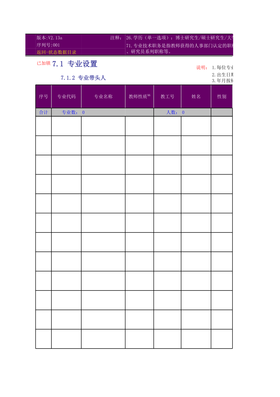 表格模板-A712武汉职业技术学院专业带头人表本人采集 精品.xls_第1页