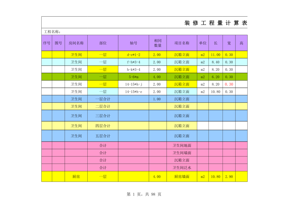 表格模板-2C19工程计算表零星 精品.xls_第1页