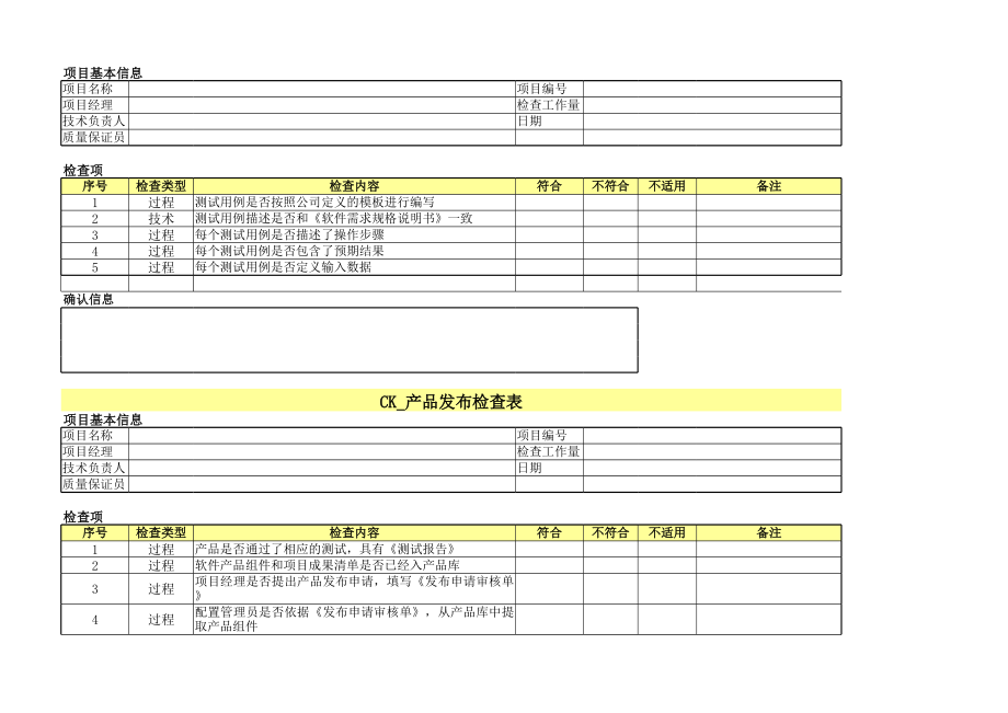 表格模板-CK检查表软件工程 精品.xls_第2页