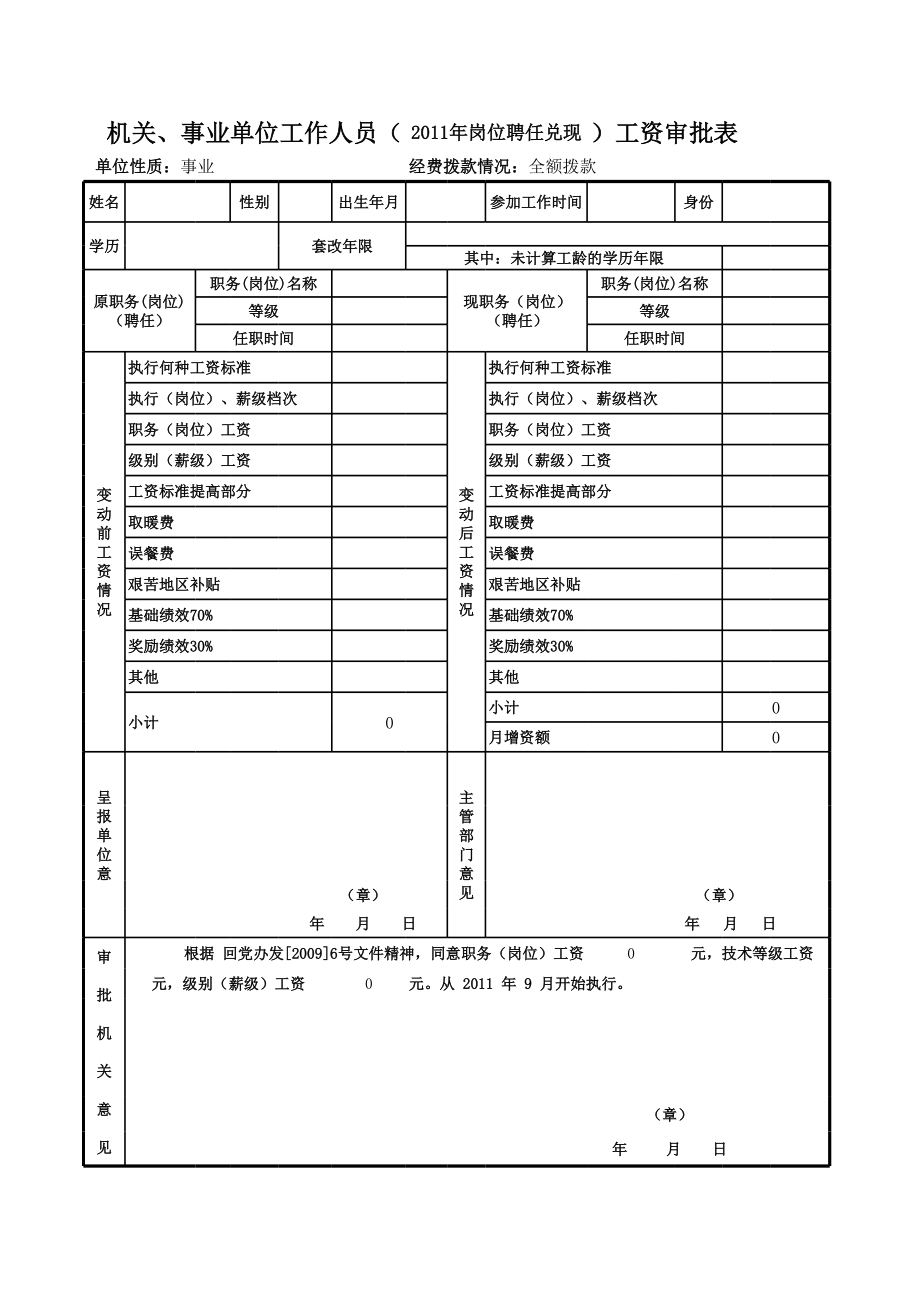 表格模板-义教学校 新工资审批表 精品.xls_第3页