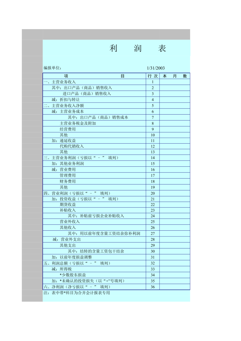 表格模板-企业利润表 精品.xls_第1页