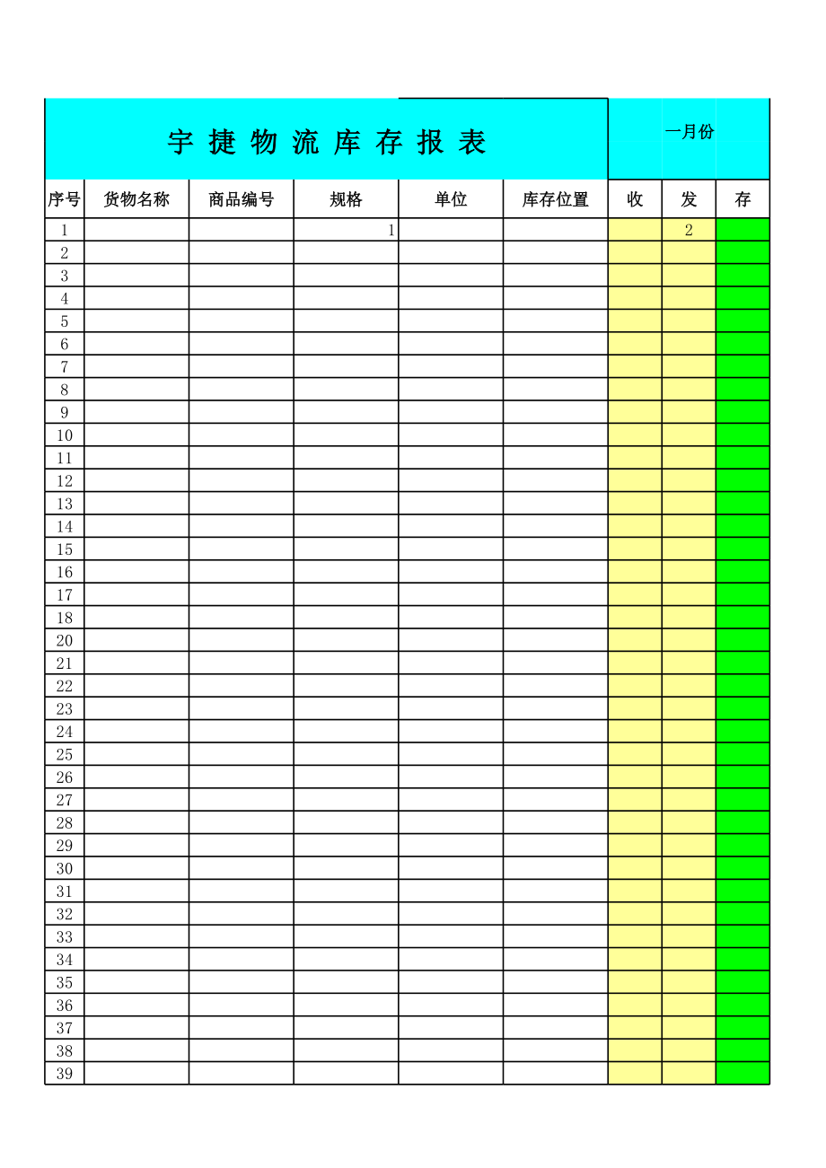 表格模板-xx公司仓库月报表 精品.xls_第1页