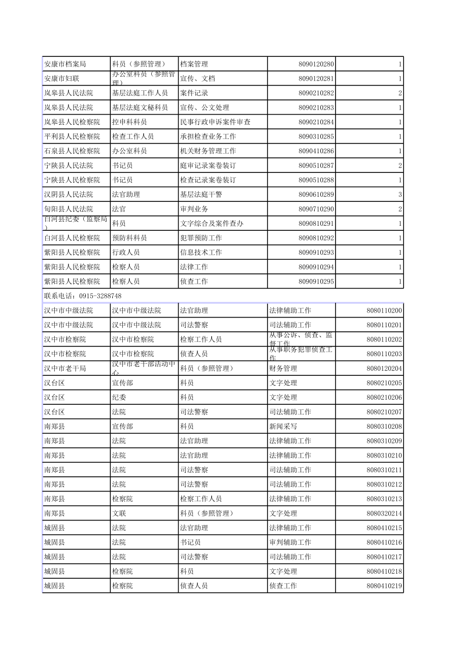 表格模板-XXXX年陕西公务员招考职位统计表618726068 精品.xls_第2页