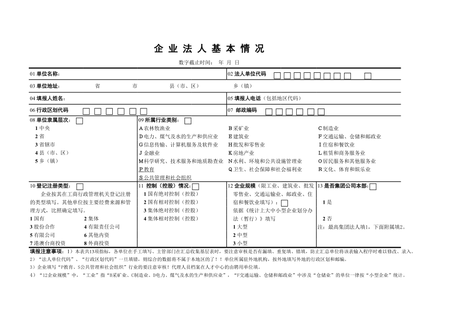 表格模板-企业法人基本情况表 精品.xls_第1页