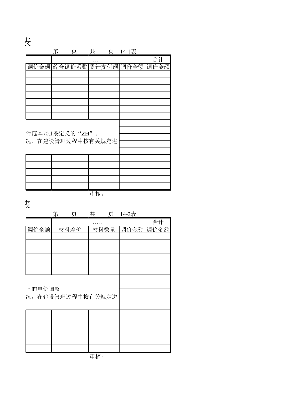 表格模板-公路工程管理用表范本工程项目调价登记表 精品.xls_第2页