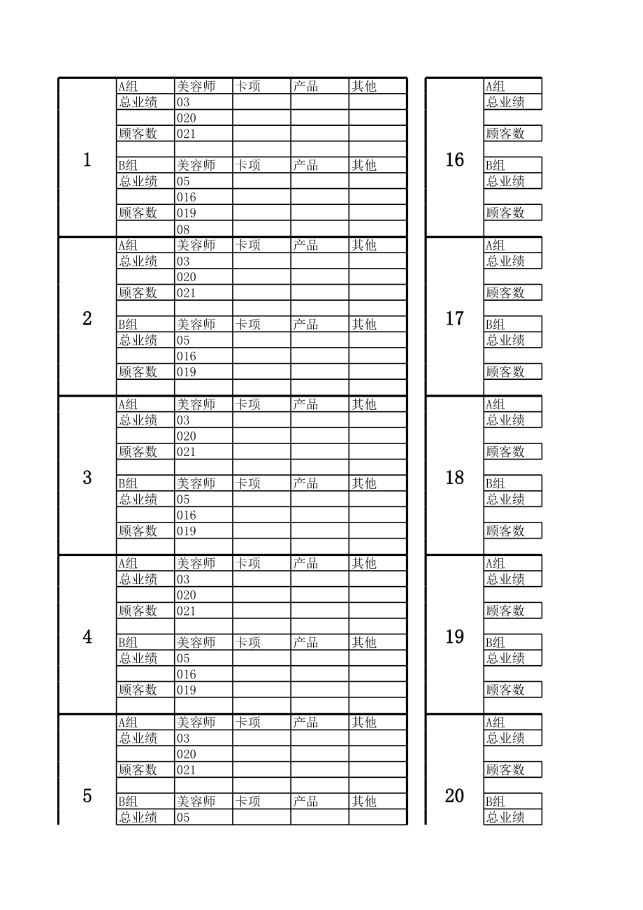 表格模板-美容院店务管理表格 精品.xls_第1页