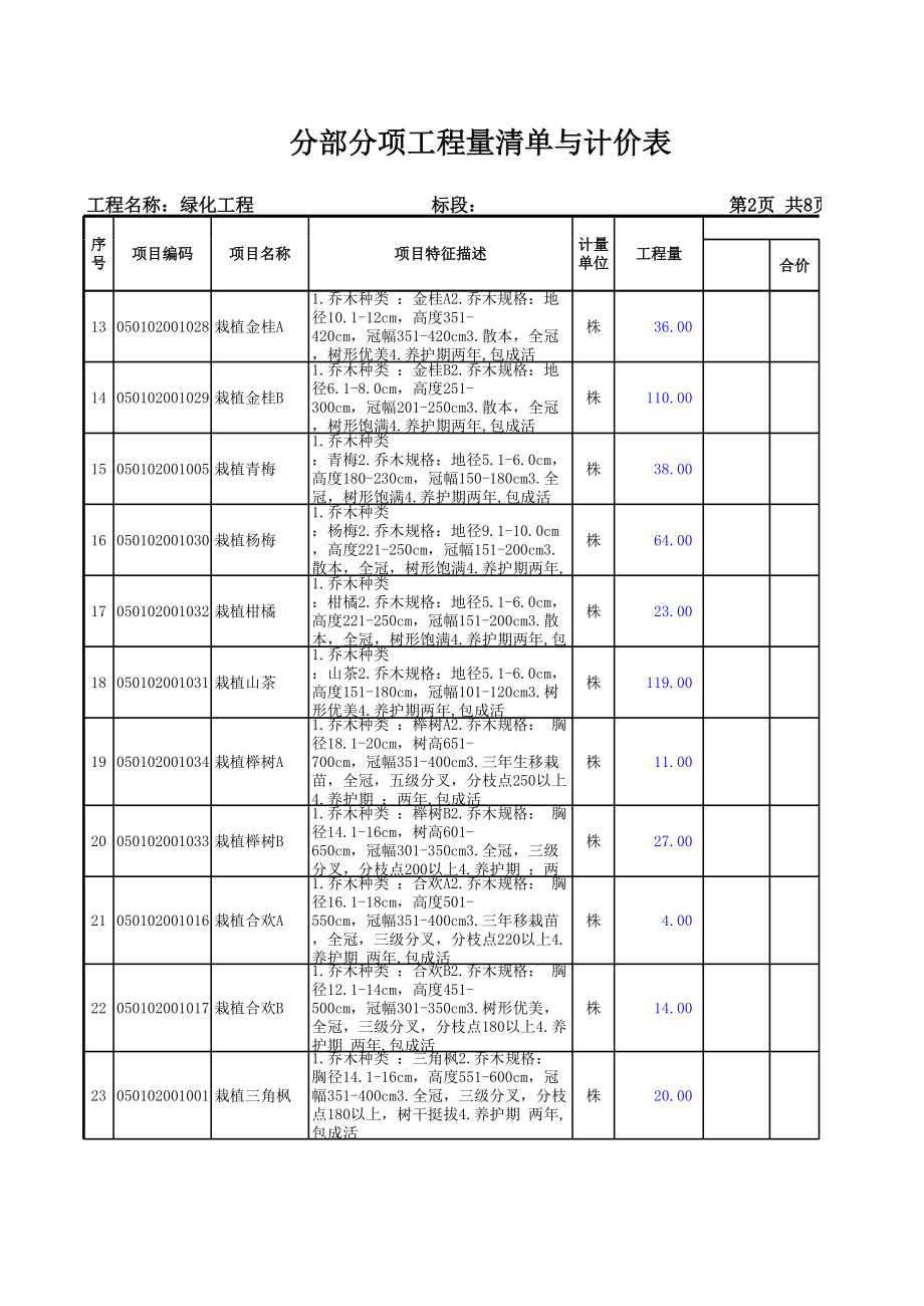 表格模板-表08分部分项工程量清单与计价表cs 精品.xls_第3页