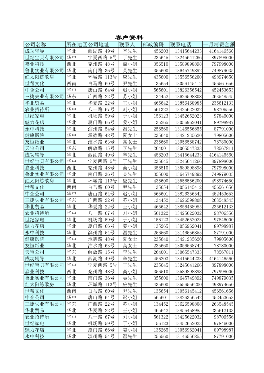 表格模板-客户资料管理表 精品.xls_第2页