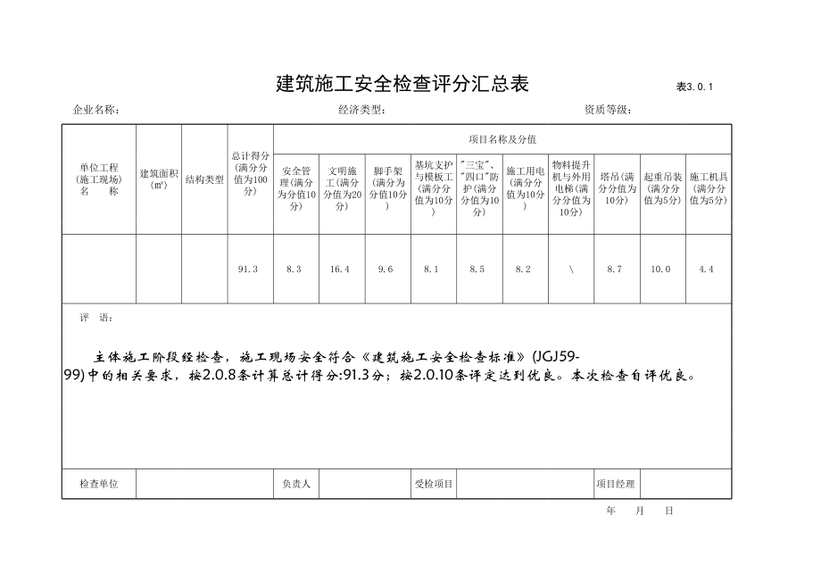 表格模板-安全检查自动评分表xls1 精品.xls_第2页