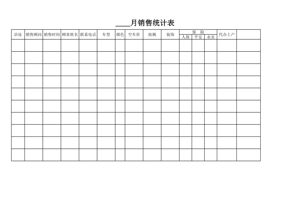 表格模板-月销售统计汇总表 精品.xls_第1页